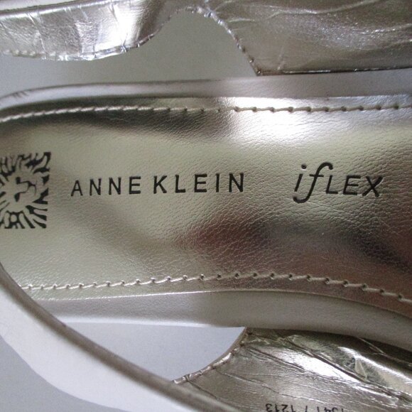Anne Klein iflex "Ludwik" Womens Almond Leather Slingback Peep Flat NWD - 7.5M - Picture 8 of 10